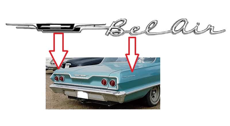 62 Belair rear 1/4 emblem Set